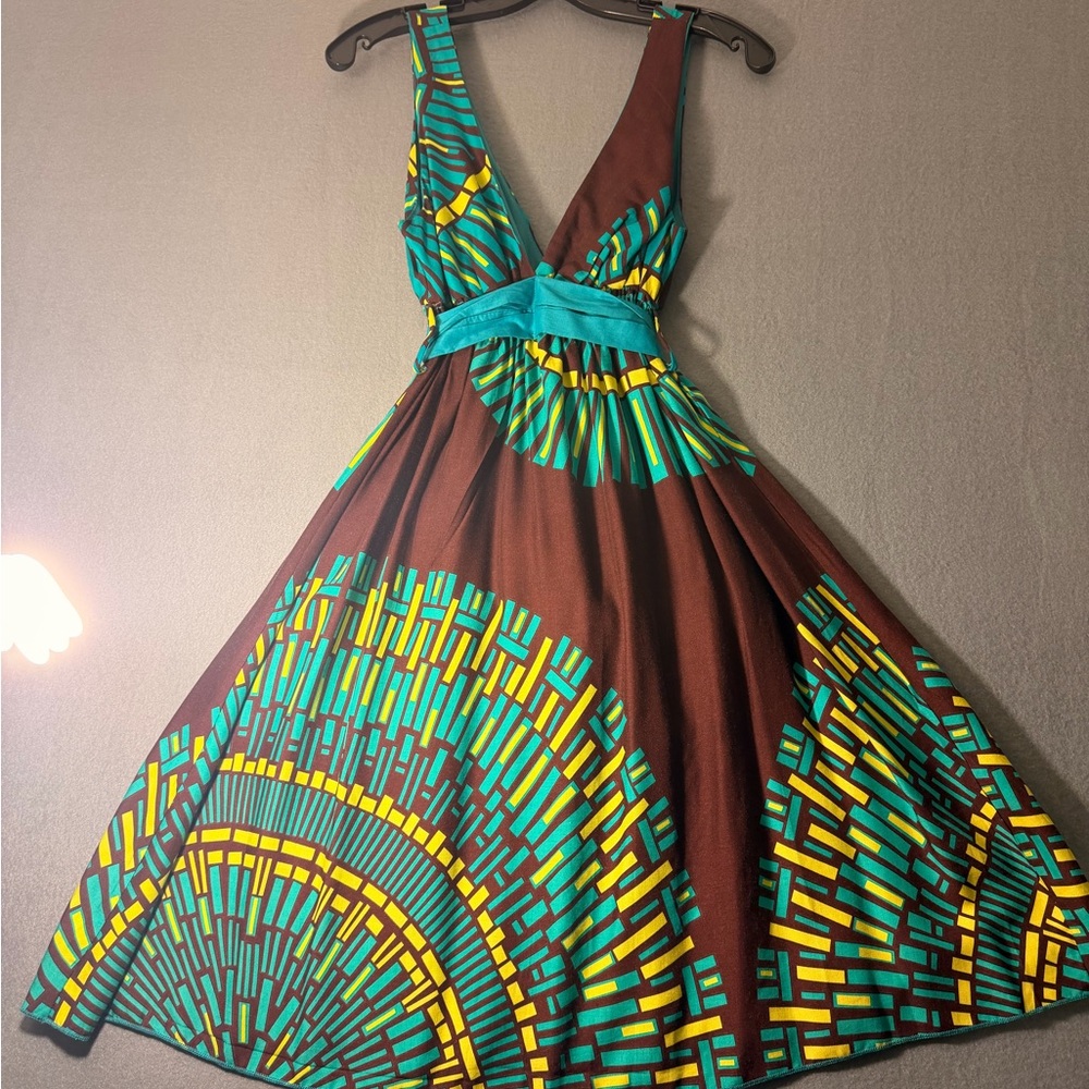 Forever 21 Brown and Teal Backless Dress